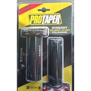 New- ProTaper Synergy Dual Density MX Grips Full Diamond Handlebar Grips Blk/Red